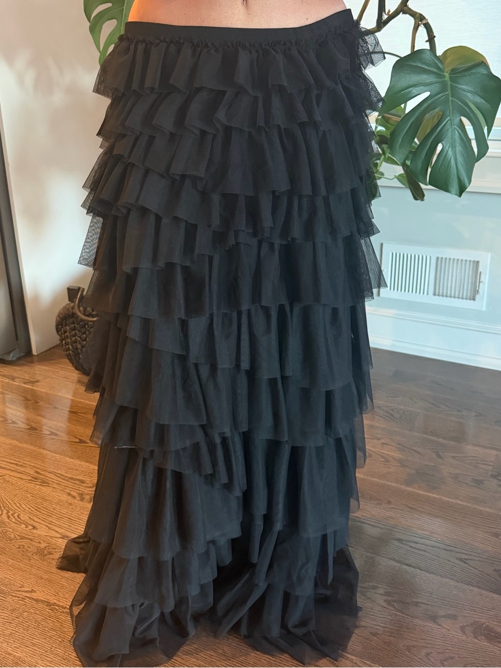 BCBGMaxAzria Black Tiered Ruffle Maxi Skirt - Women